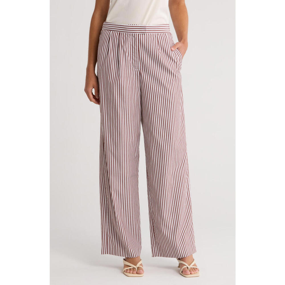 NWT! rag & bone Lacey Stripe Cotton Pants in Thin Brown Stripe Size 6